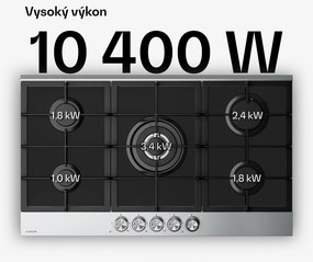 Klarstein Verosteel plynová varná doska, 5 horákov, Elektrické zapalovanie, Kompatibilná s zemným plynom a LPG, 10400W, 90cm