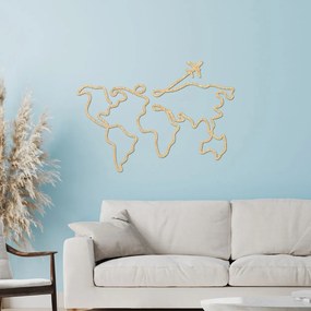 Dizajnová drevená mapa sveta na stenu | WorldLines: Preglejka Topoľ  - bez povrchovej úpravy 54 x 38 cm 4259-82818 PR0496