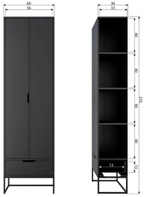 Čierna šatníková skriňa z jaseňového dreva 60x210 cm Silas – WOOOD