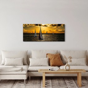 Obraz jachty v západe slnka (120x50 cm)