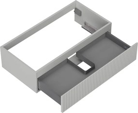 Mexen Rivel, kúpeľňová skrinka 90 cm, 1 zásuvka, drážkovaná, sivá matná, 91A20-09023-1-BF62