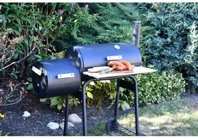 Gril na drevené uhlie s údiarňou čierna/drevo