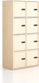 Kancelárska skriňa FRAME, 8x dvere, 872 x 450 x 1735 mm, mechanický kódový zámok, breza