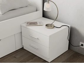 Noční stolek se 2 zásuvkami Iwetta, bílý%