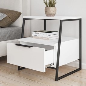 Biely nočný stolík s poličkami Pal – Kalune Design