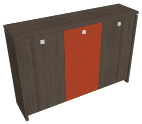 Stredná šatníková skriňa Verno 188 x 46 x 130 cm, kombinované dvere, dub antracit / oranžová