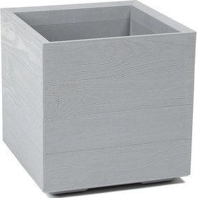 PLASTOVÝ KVETINÁČ NA KOLIESKACH BETONIQUE ECO 40X40 CM DREVENÝ DEKOR SIVÁ