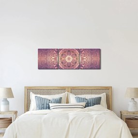 Obraz - Mandala na fialovom gradiente (s hodinami) (90x30 cm)