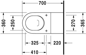 Duravit Starck 3 - Závesné WC 360x700 mm, biela 2203090000