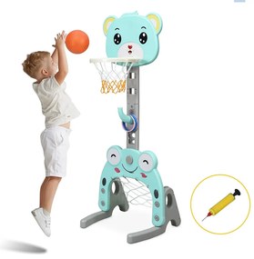 3 v 1 nastaviteľný basketbalový kôš s hádzaním krúžkov, modrý