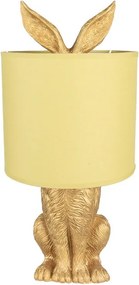 Zlatá stolná lampa králik so žltým tienidlom Rabbi – Ø20*43 cm E27/max 1*60W