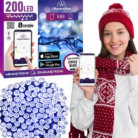JU a osvetlenie (SMART) Girlanda 200 LED, studená biela, sieťová, vonkajšia