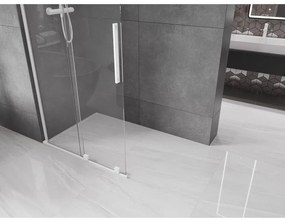Mexen Velar L, posuvná sprchová zástena Walk-in 90 x 200 cm, 8mm číre sklo, biela matná, 871-090-003-03-20