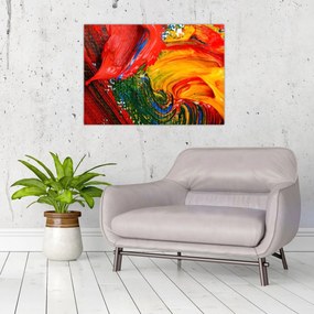 Sklenený obraz - Modrenie abstrakcie štetcom (70x50 cm)