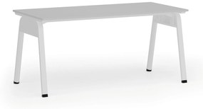 Kancelársky stôl PRIMO GAMMA, 1600 x 800 mm, biela podnož, sivá