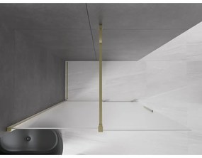 Mexen Velar, sprchová zástena s posuvnými dverami Walk-in 130 x 200 cm, 8mm sklo námraza, zlatá lesklá, 871-130-000-33-50