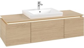 VILLEROY &amp; BOCH Legato závesná skrinka pod umývadlo (umývadlo v strede), 3 zásuvky, s LED osvetlením, 1200 x 500 x 380 mm, Nordic Oak, B682L0VJ