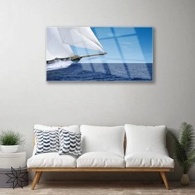 Skleneny obraz Loďka more príroda 120x60 cm