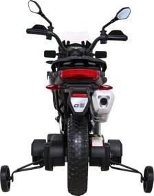 Ramiz BMW F850 GS Detský motocykel na batérie biely + asistenčné kolesá + LED audio + pomalý štart + EVA