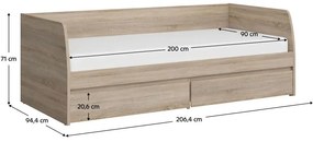 Jednolôžková posteľ 90 cm Nordanas 28 (dub sonoma) (s roštom) (s úl. priestorom). Vlastná spoľahlivá doprava až k Vám domov. 1097190