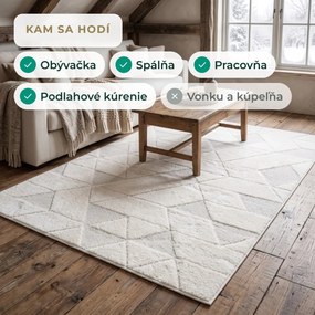Angel Carpet, Kusový koberec Aurora 11 White, 120x170, biela, kancelária