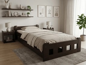 Posteľ Naomi zvýšená 90 x 200 cm, orech Rošt: S latkovým roštom, Matrac: Matrac COCO MAXI 20 cm
