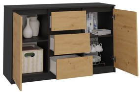 Komoda Musecalo 11 (antracit + dub artisan). Akcia -20%. Vlastná spoľahlivá doprava až k Vám domov. 1132860