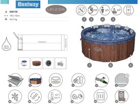 Vírivka Lay-Z-Spa Toronto hydromassage  pre 5-7  WiFi Bestway 6001W