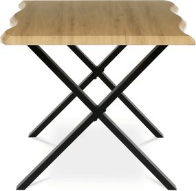 Jedálenský stôl 160x90 cm HT-F4316 OAK divoký dub / čierne nohy