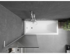 Mexen Next L, 1-krídlová vaňová zástena 60 x 150 cm, 6mm sklo s rebrovým vzorom, biely profil, 895-060-000-03-09-20