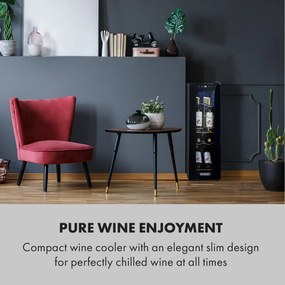 Klarstein Shiraz 12 Slim, vinotéka, 32 l, 12 fliaš, 85 W, 5–18°C, dotykový ovládací panel