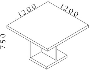 Konferenčný stôl Lineart 120 x 120 cm, brest tmavý / antracit