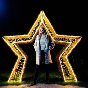 DECOLED LED hviezdicová brána teplá biela 510 × 410 × 75 cm, 36 V, výkon 95,2 W, zo 4 častí