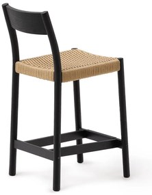 Čierna/v prírodnej farbe barová stolička z dubového dreva (výška sedadla 65 cm) Yalia – Kave Home