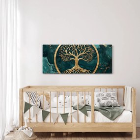 Obraz – Zlatý strom života v mramore (120x50 cm)