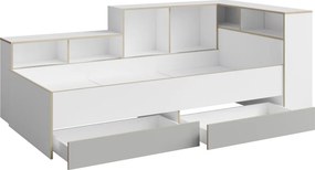 Jednolôžková posteľ s roštom a úložným priestorom Pinio 90x200 cm - biela / sivá