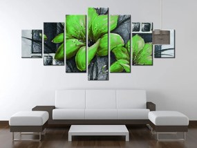 Gario Ručne maľovaný obraz Nádherné zelené Vlčie maky - 7 dielny Rozmery: 210 x 100 cm