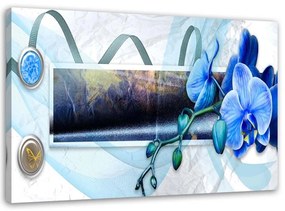 Obraz na plátně Modrá orchidej Abstrakce - 120x80 cm