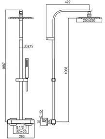 Sprchový systém s termostatickou batériou Alpi Una 18SM2151