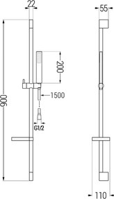 Mexen sprchový set DS00, čierna, 785004583-70