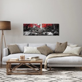 Obraz - Vodopády v jesennej krajine (s hodinami) (90x30 cm)
