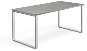 Kancelársky stôl QBUS, O-rám, 1600x800 mm, strieborná, svetlošedá
