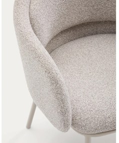 Sivobéžové čalúnené jedálenské kreslo s podrúčkami Minda – Kave Home