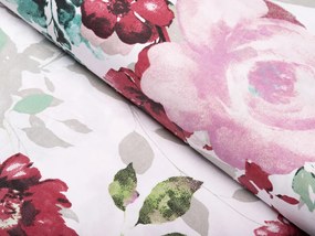 Biante Bavlnené posteľné obliečky Sandra SA-220 Veľké ružové kvety Jednolôžko 140x200 a 70x90 cm