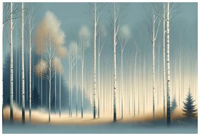 Tapeta zasnežený les v hmle