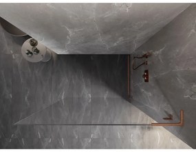 Mexen, Mexen Lunar L sprchová stena pravá 110 x 200 cm, priehľadná 8 mm, brúsená meď - 830L-110-000-65-00-P