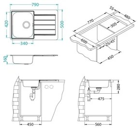 ALVEUS 1069147 - Kuchynský drez LINE 79x50 cm matná oceľ/satén