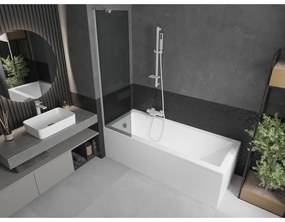 Mexen Next, vaňová zástena 1-krídlová 50 x 150 cm, fixné krídlo, 6 mm šedé sklo, biely profil, 895-050-000-00-40-20