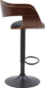 Barová stolička Kingston B - koženka, čierny rám - orech/čierna
