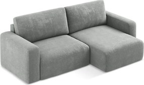 Sivá ženilková rozkladacia/s úložným priestorom rohová pohovka (pravý roh/s leňoškou) Kona – Makamii